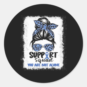 Support Squad Messy Bun Blue Warrior Ataxia Awaren Classic Round Sticker