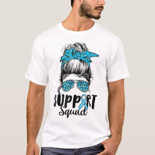 Support Squad Messy Bun Blue Warrior Diabetes Awar T-Shirt