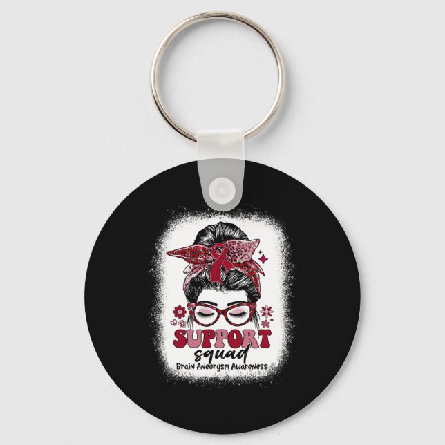Support Squad Messy Bun Brain Aneurysm  Key Ring (Front)