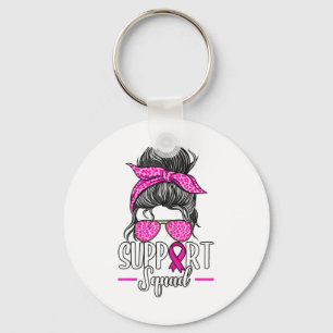 Support Squad Messy Bun Breast Cancer Awareness Key Ring