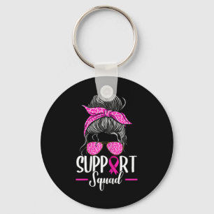 Support Squad Messy Bun Breast Cancer Awareness  Key Ring
