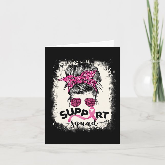 Support Squad Messy Bun Breast Cancer Awareness Pi Card (Front)