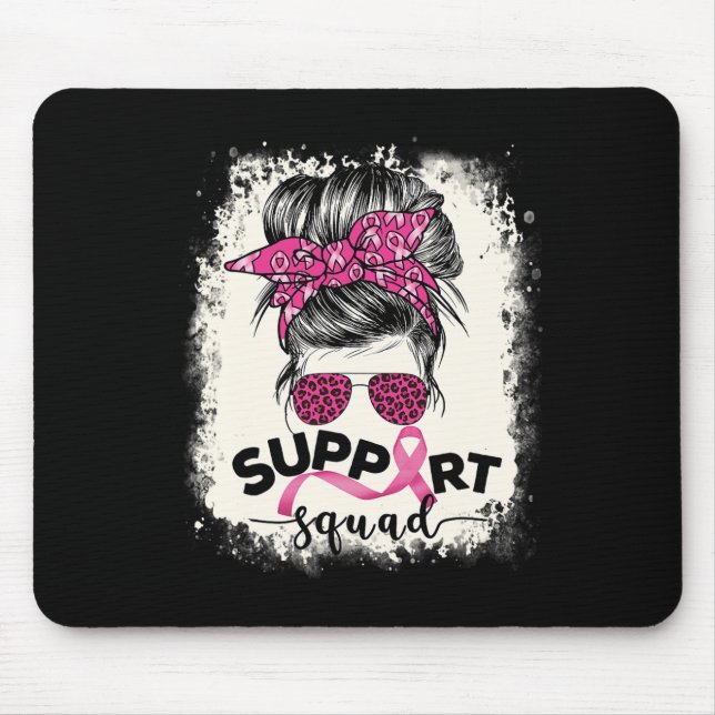 Support Squad Messy Bun Breast Cancer Awareness Pi Mouse Mat (Front)