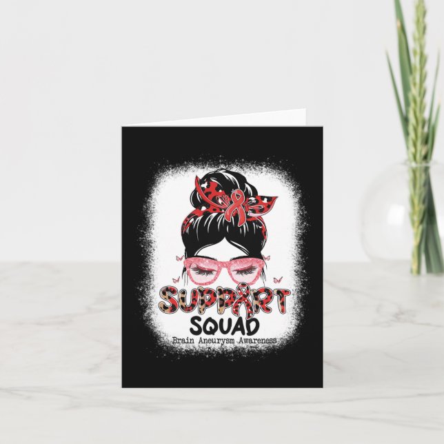 Support Squad Messy Bun Butterfly Brain Aneurysm A Card (Front)