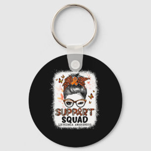 Support Squad Messy Bun Butterfly Orange Ribbon Le Key Ring