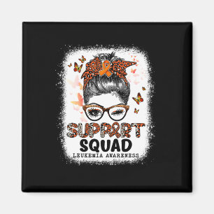 Support Squad Messy Bun Butterfly Orange Ribbon Le Magnet