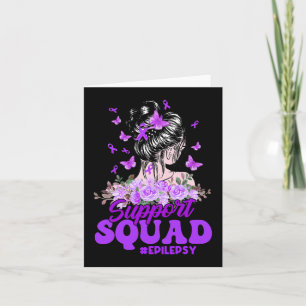 Support Squad Messy Bun Butterfly Purple Ribbon Ep Card