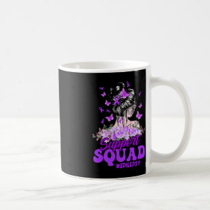 Support Squad Messy Bun Butterfly Purple Ribbon Ep Coffee Mug