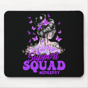 Support Squad Messy Bun Butterfly Purple Ribbon Ep Mouse Mat