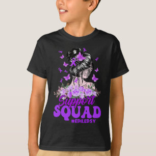 Support Squad Messy Bun Butterfly Purple Ribbon Ep T-Shirt