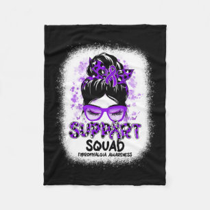 Support Squad Messy Bun Butterfly Purple Ribbon Fi Fleece Blanket