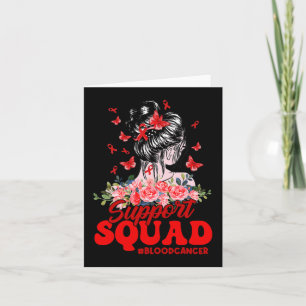Support Squad Messy Bun Butterfly Red Ribbon Blood Card