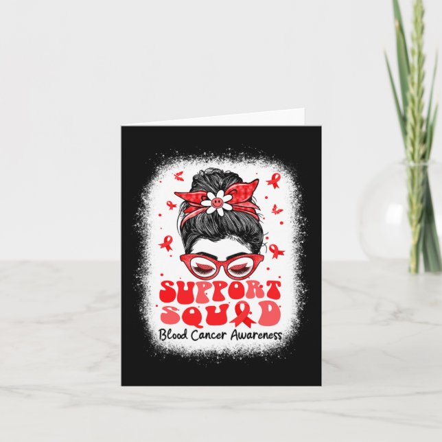 Support Squad Messy Bun Butterfly Red Ribbon Blood Card (Front)