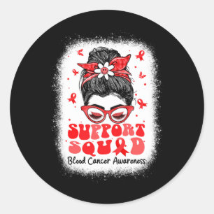 Support Squad Messy Bun Butterfly Red Ribbon Blood Classic Round Sticker