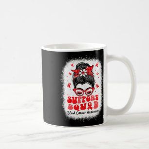 Support Squad Messy Bun Butterfly Red Ribbon Blood Coffee Mug