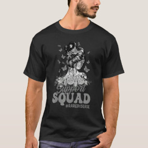 Support Squad Messy Bun Butterfly Zebra Ribbon Rar T-Shirt