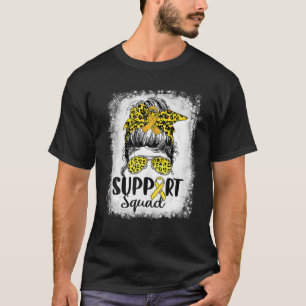 Support Squad Messy Bun Leopard Childhood Cancer A T-Shirt