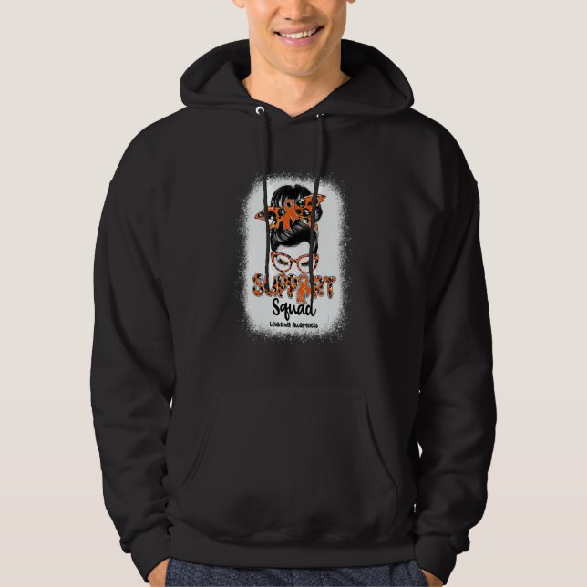 Support Squad Messy Bun Leopard Orange Ribbon Leuk Hoodie (Front)