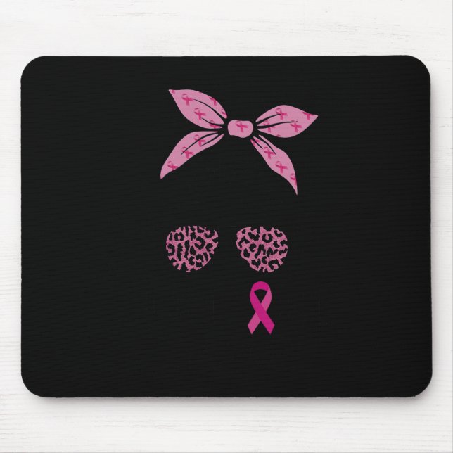 Support Squad Messy Bun Leopard Pink Breast Cancer Mouse Mat (Front)