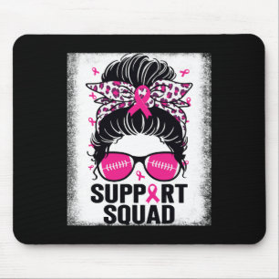 Support Squad Messy Bun Pink Breast Cancer Awarene Mouse Mat