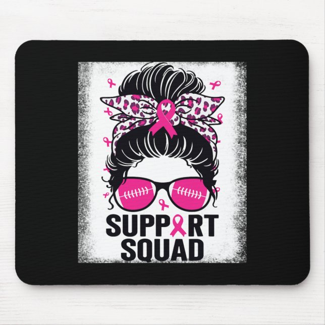 Support Squad Messy Bun Pink Breast Cancer Awarene Mouse Mat (Front)