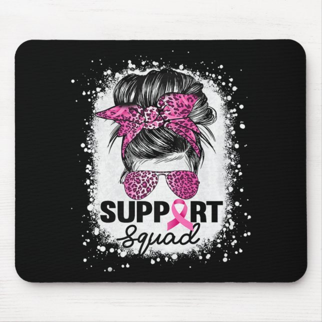 Support Squad Messy Bun Pink Breast Cancer Awarene Mouse Mat (Front)