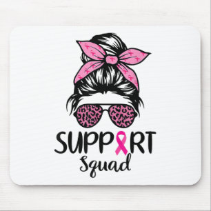 Support Squad Messy Bun Pink Breast Cancer Awarene Mouse Mat