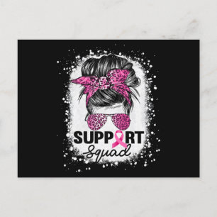 Support Squad Messy Bun Pink Breast Cancer Awarene Postcard