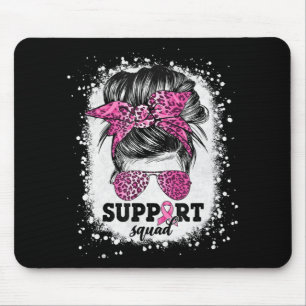 Support Squad Messy Bun Pink Ribbon Breast Cancer Mouse Mat