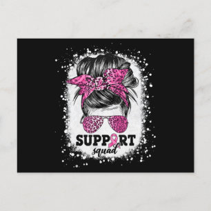 Support Squad Messy Bun Pink Ribbon Breast Cancer Postcard