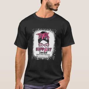 Support Squad Messy Bun Pink Ribbon Breast Cancer T-Shirt