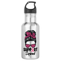 Support Squad Messy Bun Pink Warrior Breast Cancer