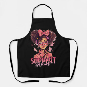 Support Squad Messy Bun Pink Warrior Breast Cancer Apron