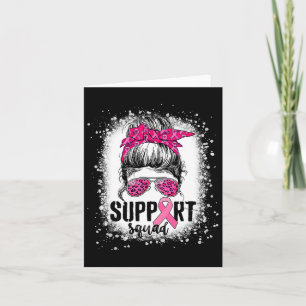 Support Squad Messy Bun Pink Warrior Breast Cancer Card