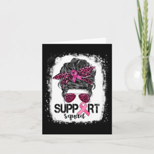 Support Squad Messy Bun Pink Warrior Breast Cancer Card