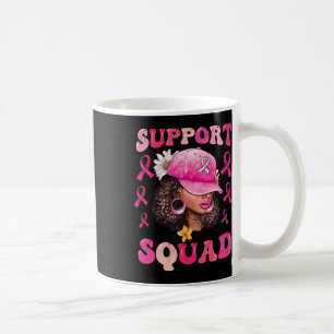 Support Squad Messy Bun Pink Warrior Breast Cancer Coffee Mug