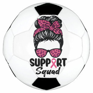 Support Squad Messy Bun Pink Warrior Breast Cancer Football