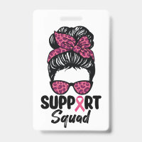 Support Squad Messy Bun Pink Warrior Breast Cancer