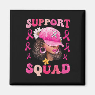 Support Squad Messy Bun Pink Warrior Breast Cancer Magnet