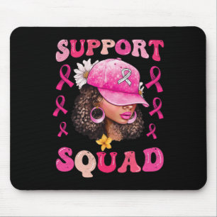 Support Squad Messy Bun Pink Warrior Breast Cancer Mouse Mat