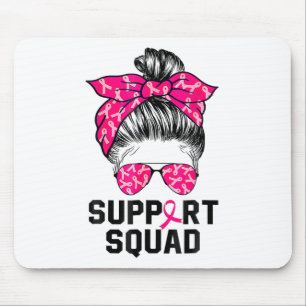 Support Squad Messy Bun Pink Warrior Breast Cancer Mouse Mat