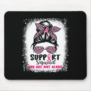 Support Squad Messy Bun Pink Warrior Breast Cancer Mouse Mat