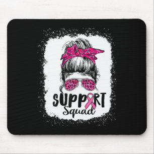 Support Squad Messy Bun Pink Warrior Breast Cancer Mouse Mat