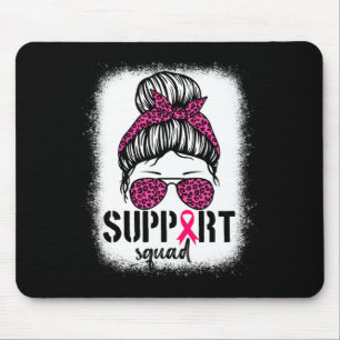 Support Squad Messy Bun Pink Warrior Breast Cancer Mouse Mat