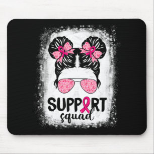 Support Squad Messy Bun Pink Warrior Breast Cancer Mouse Mat