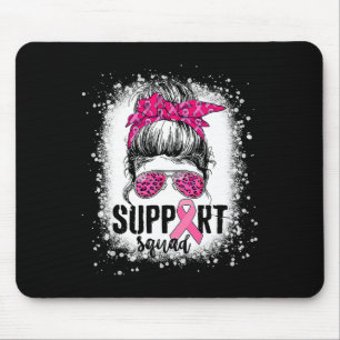 Support Squad Messy Bun Pink Warrior Breast Cancer Mouse Mat