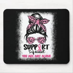 Support Squad Messy Bun Pink Warrior Breast Cancer Mouse Mat
