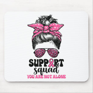 Support Squad Messy Bun Pink Warrior Breast Cancer Mouse Mat