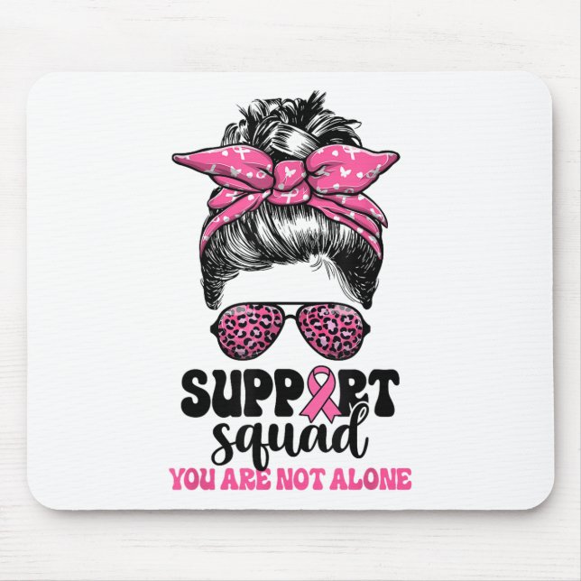 Support Squad Messy Bun Pink Warrior Breast Cancer Mouse Mat (Front)
