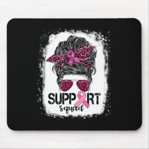 Support Squad Messy Bun Pink Warrior Breast Cancer Mouse Mat